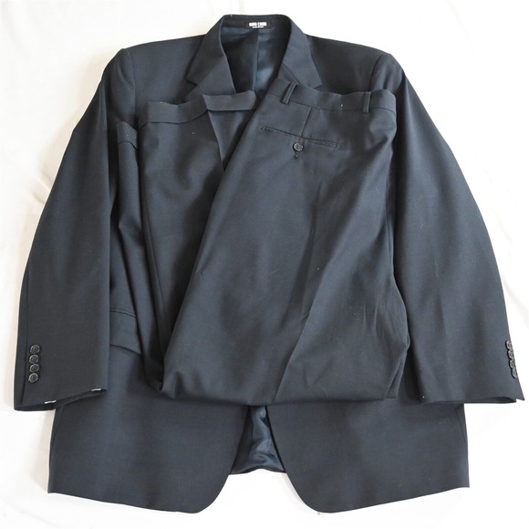 Nino Cardi‎ 46R 38x32 Navy Bue Italy Made 100% Wool Mens Jacket Pants Suit